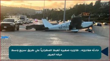 حادثة مفاجئة.. طائرة صغيرة تهبط اضطرارياً على طريق سريع وسط حركة المرور